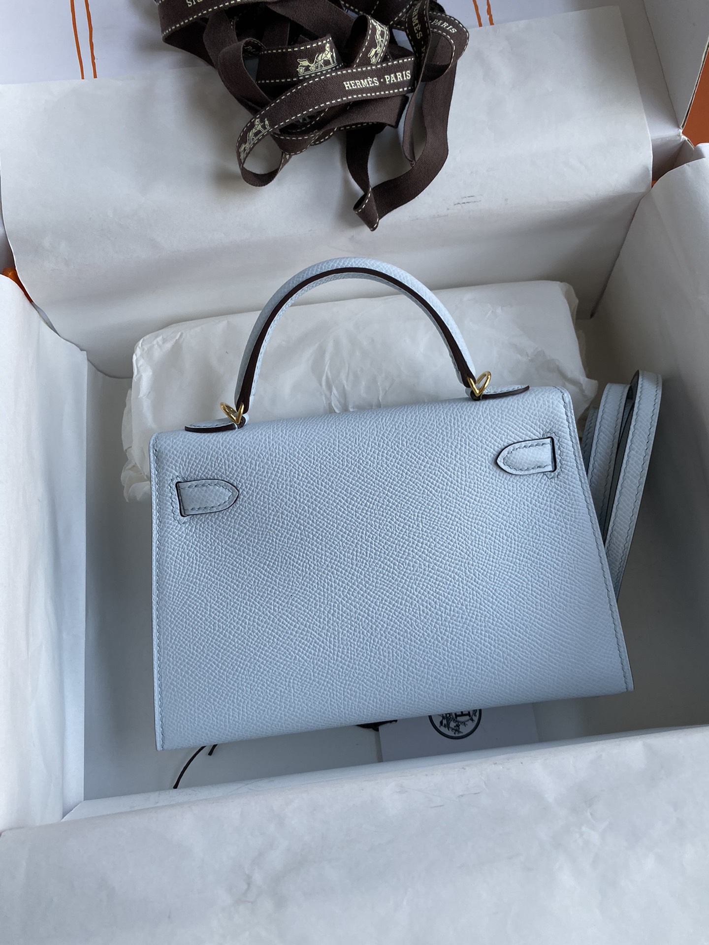 Hermes Kelly Mini II Bag 19CM In Vert D'Eau Epsom Leather